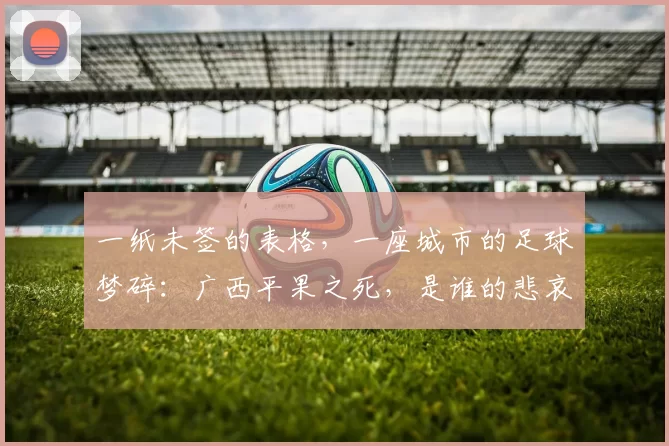 一纸未签的表格,一座城市的足球梦碎:广西平果之死,是谁的悲哀